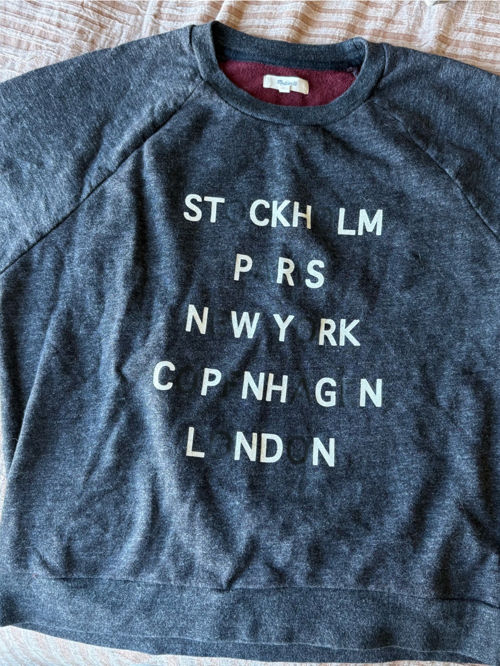 Madewell Charcoal Gray Graphic Sweatshirt with White Lettering